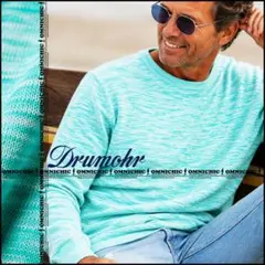 Drumohr ドルモア伊製コットン霜降りシーグリーンクルーネックニット52