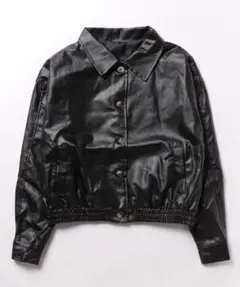 ブラック 合成皮革 ジャケット