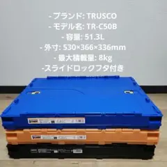 送料込み/TRUSCO製薄型折りたたみコンテナ×3色　スライドロックフタ付き