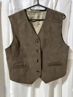 ブラウン スエード風 ノースリーブベスト