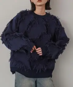 SENSE OF PLACE フリンジジャガードセーター