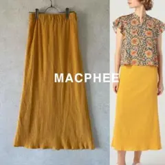 美品 MACPHEE Aライン ロング スカート ウエストゴム 黄色のサムネイル