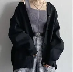 なな様専用　PAGEBOY ブラック クルーネックボリューム　カーディガン