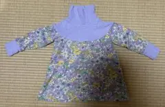 ☆ハンドメイド中古☆花柄タートルネック長袖トレーナー100