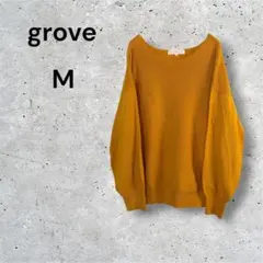 grove グローブ ドロップショルダー ニット M マスタード イエロー 黄色