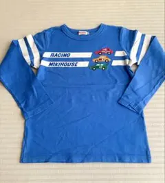 追記あり 美品ミキハウスMIKIHOUSE 長袖カットソー 青 車刺繍 130