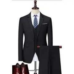 特価❣️スーツ メンズ ブラック ビジネス 上下セット ジャケット スラックス L