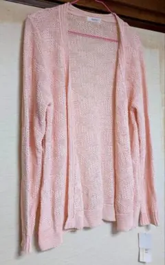 新品未使用　ピンク 長袖カーディガン　ボタンなし レディースM