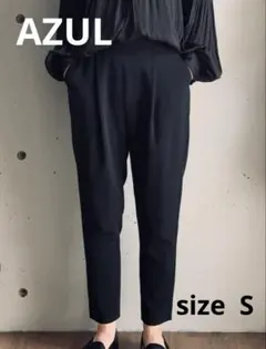 AZULレディースブラック スラックス ゴムウエスト