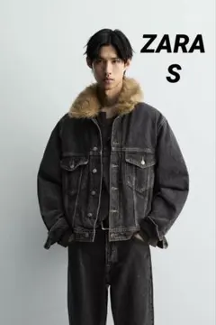 ZARA ザラ フェイクファーカラー デニムジャケット S