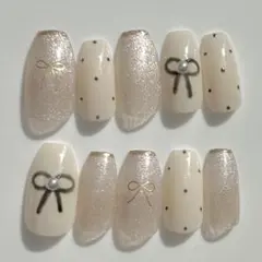 サイズオーダー　ネイルチップ　韓国風　ワンホン　マグネット　フレンチ　ガーリー