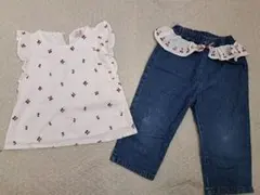 petit main チェリー刺繍 100とデニムパンツ95セット