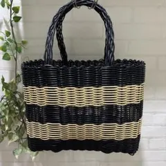 ショルダー可能なカゴバッグ♡ラタン風で軽量♡ハンドメイド♡ホワイト 