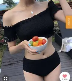 水着　オフショル　レディース　ブラック