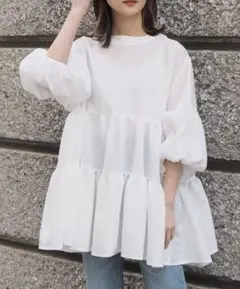 tiptop 前後2wayティアードブラウス バンドカラーFREE オフホワイト