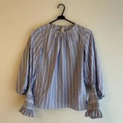 AVERY ROW ストライプ バルーンスリーブシャツ