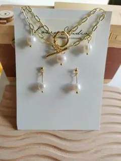 【koara14kgf】S925 14kgf天然淡水パール ピアス　ブレスレット