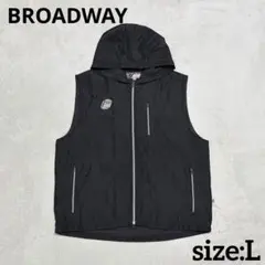 百老匯 裏毛絨 黑色 L 帶帽背心 黑色 單色標誌