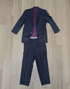 麻布テーラー　スーツ　ネイビー　チェック柄