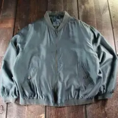 古着　シルク　ボンバージャケット　テロ感　トロ感　カーキグリーン　L ブルゾン