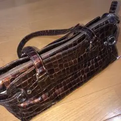 未使用品　コッコフィオーレ　ブラウン クロコダイル風ハンドバッグ
