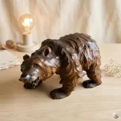 木彫り　熊　置物　特大　民芸品　インテリア　北海道刻印　アイヌ　ビンテージ