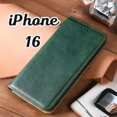 iPhone 16 ダークグリーン 手帳型ケース人気 高見え カード収納のサムネイル