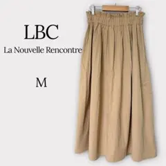 LBC ロングスカート ギャザー プリーツ M ベージュ ウエストゴム コットンのサムネイル