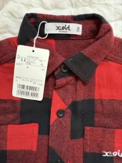 X-Girl 赤黒チェック 長袖シャツ