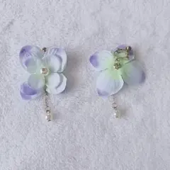 花デザイン イヤリング パール付き