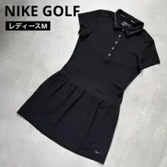 【美品】NIKE GOLF ナイキゴルフ ワンピース ロゴ フレアスカート 黒