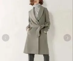 【アンゴラ混】ユナイテッドアローズ ベルト付ロングコート 36 カーキ 美品