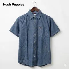 Hush Puppies 半袖シャツ M インディゴ 刺し子柄 コットンのサムネイル