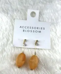オレンジピアス 揺れピアス 夏 クリア 大ぶり 韓国風