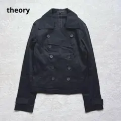 セオリー　ショート丈トレンチコート　ダブルボタン　日本製　春アウター　黒