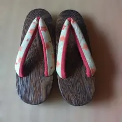 木製下駄 花柄　24センチ