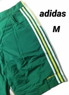 【希少・良配色】アディダス ハーフパンツ グリーン×イエロー Mサイズ 3本線