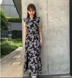 【新品タグ付】スナイデル ノースリーブ　花柄ロングワンピース　サイズ2