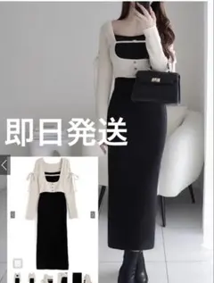 GRL 配色レイヤード風ニットワンピース lt170