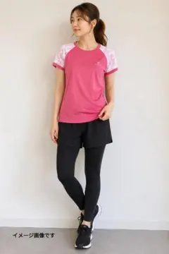 ELLE SPORT 半袖スポーツTシャツLピンク 吸汗速乾 トレーニングウェアのサムネイル