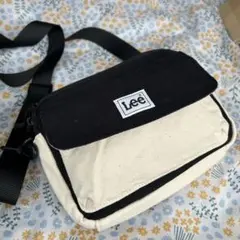 Lee ショルダーバッグ キャンバス ブラック×アイボリー コンパクト