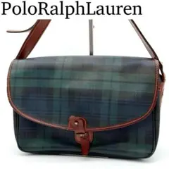 【良品】Ralph Lauren タータンチェック ショルダーバッグ グリーンのサムネイル