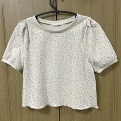 【中古】RETRO GIRL半袖Tシャツ 花柄 パフスリーブ ワッフル生地