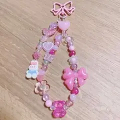 ゆめかわストラップハンドメイドストラップピンクストラップピンクチャームうさぎくま