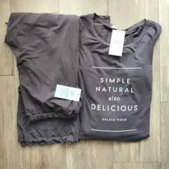 【新品未使用】ジェラートピケ　ルームウェア　長袖ワンピースセットアップ