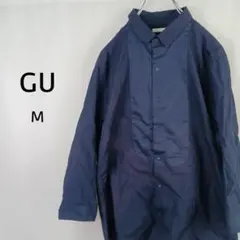 GU　ロングシャツ　オーバーサイズ　M　ネイビー　コットン100%