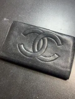 CHANEL 長財布 キャビアスキン ココマーク レディース 二つ折り 財布