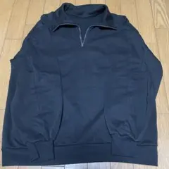 ブラック ハーフジップ トレーナーGU 裏起毛