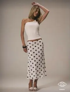 ホワイト/ブラックドット フレアスカート