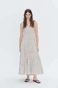 ZARA ザラ ドットプリントホルターネックミディワンピース XS - メルカリ